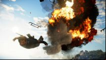 Just Cause 3's Sky Fortress expansion has a rocket-powered weaponised Bavarium Wingsuit, obviously